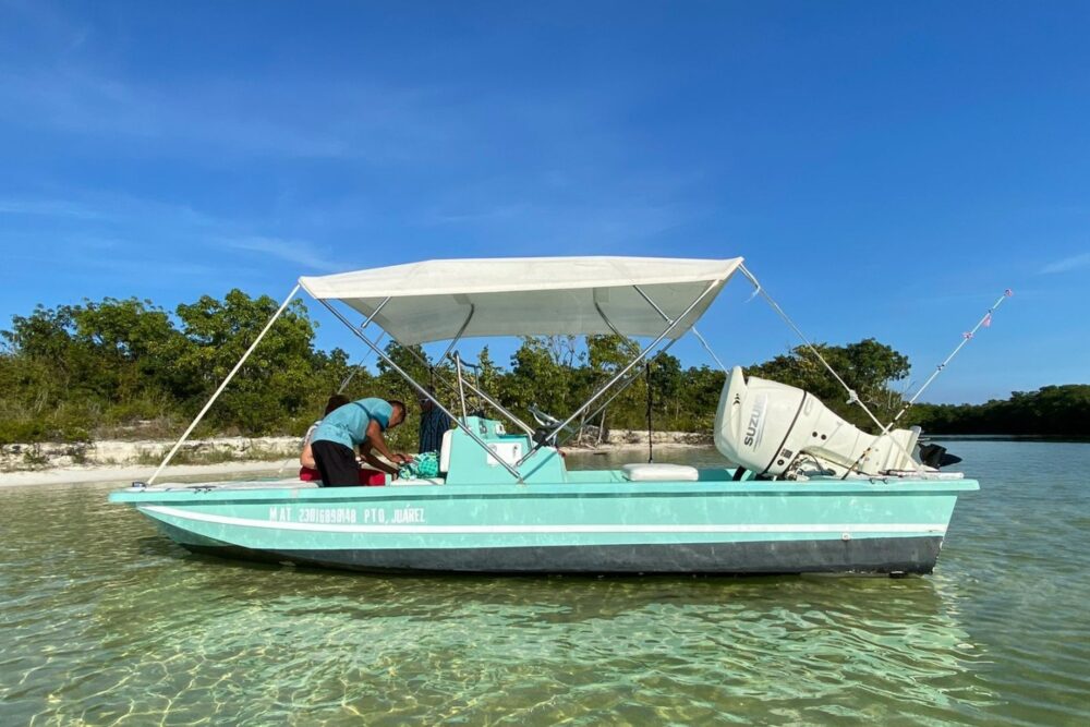 Private boat lake ride and Cancun bay sightseeing & Fishing