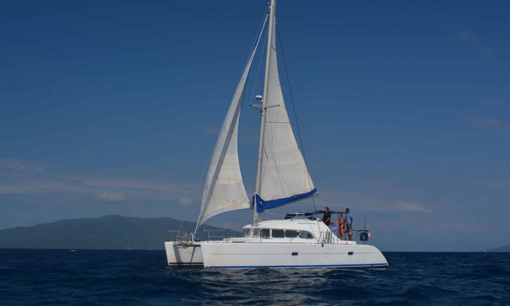 Catamaran Lagoon 380 with crew in le cratère marina, Nosy Be, Madagascar - Image 15
